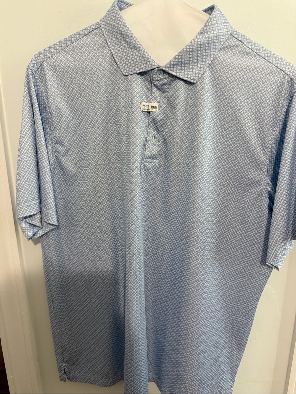 Men's Light Blue Micro-Print Polo Shirt